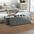 thumbnail image 2 of Costway 43” Folding Ottoman Bench with Storage Chest & Pocket End of Bed Bech End of Bed Bech with Divider Dark Gray, 2 of 11