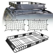 Universal LWTRMRT 84"Rooftop Cargo Carrier Rack W/ 2 Nets, 250lbs Capacity Roof Luggage Basket