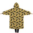 thumbnail image 2 of Oversized Wearable Blanket Hoodie,Gold Cartoon Unicorn Pattern Sherpa Blanket Hoodie with Super Pockets,Super Warm Fuzzy Pullover for Women & Men, 2 of 6