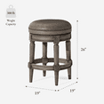 thumbnail image 4 of Maven Lane 26" Pullman Backless Counter Height Stool - Handcrafted Swivel Counter Stool with Reclaimed Oak Finish & Ronan Stone Vegan Leather - Ideal for Kitchens, Breakfast Bars, Set of 4, 4 of 11