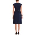 thumbnail image 3 of MODA NOVA Elegant Wear-to-Work Dress for Juniors Round Neck Cap Sleeve Belted  Sheath Midi Dresses, 3 of 5