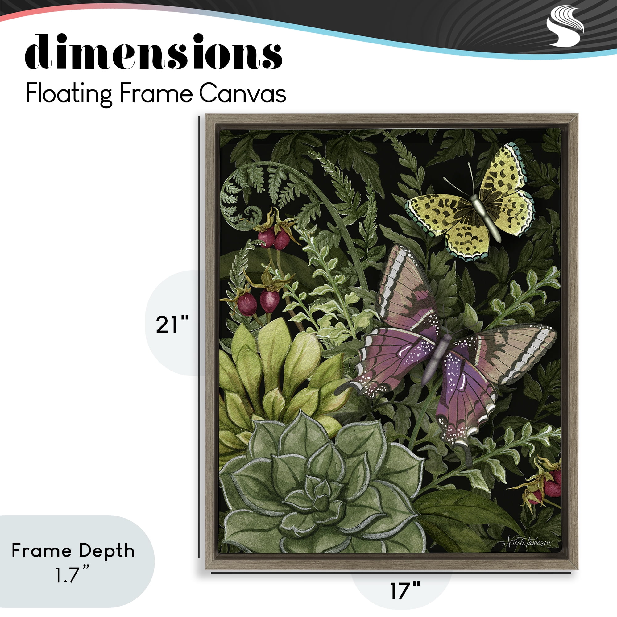 Stupell Industries Dark Succulents Midnight Garden Brown Framed Floater Canvas Wall Art, design by Nicole Tamarin