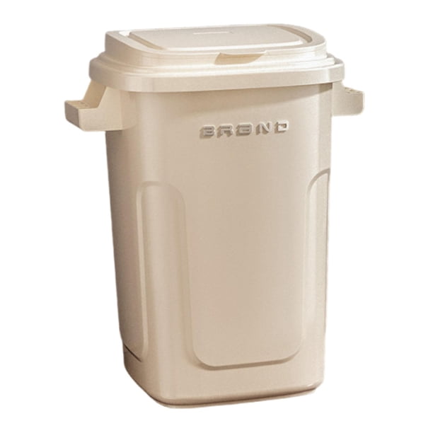 Cubo de basura de 28 L, resistente, sencillo y versátil, para el hogar, para sala de estar, cocina, oficina y dormitorio. Crema