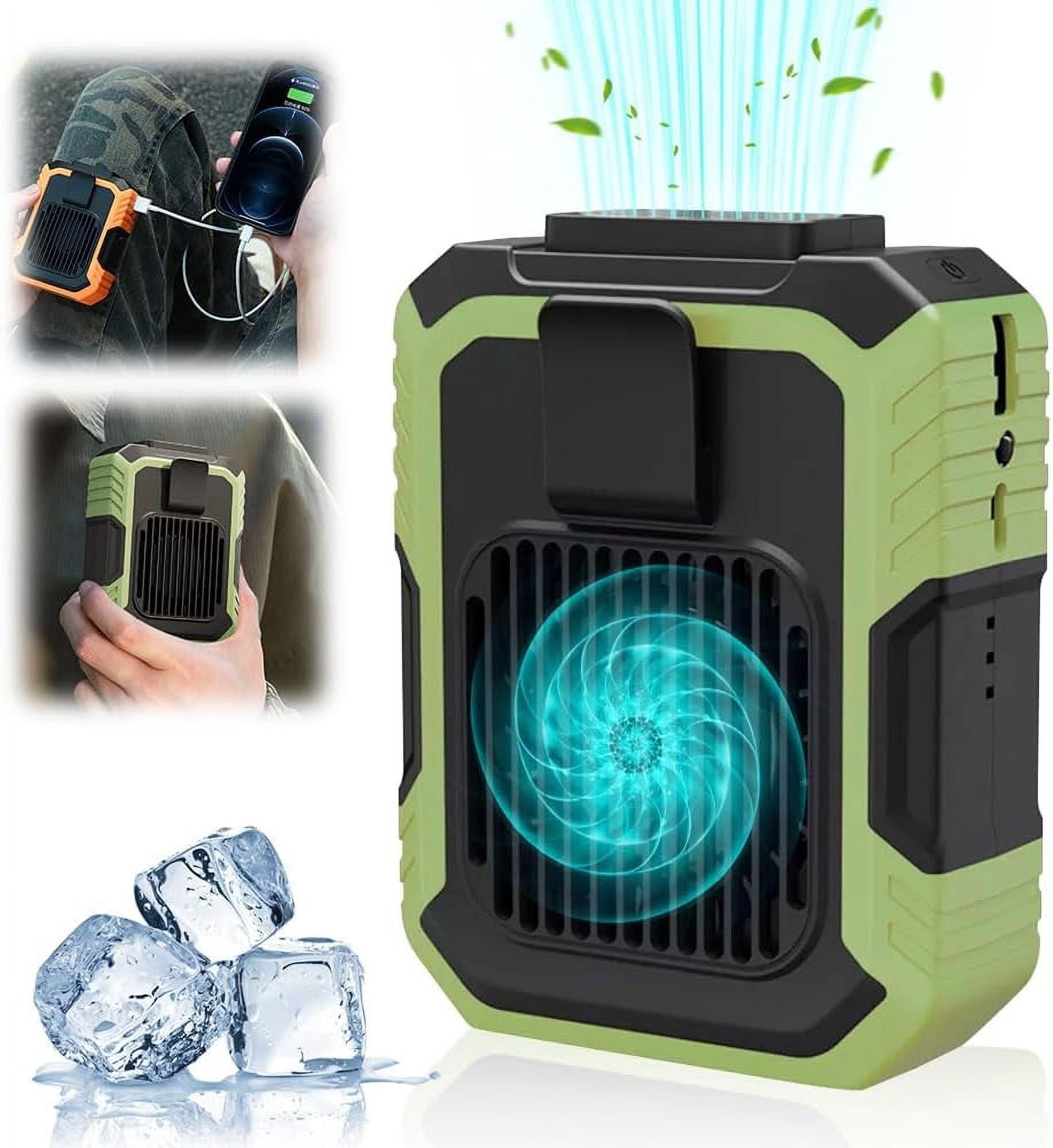 3 in 1 New Portable Mini Waist Fan for Under Shirt Outdoor Waist Fan Belt Clip Fan, Rechargeable Waist Mounted Electric Fan Wearable Personal Clip Fan (Orange)