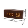 thumbnail image 3 of Tong Wooden Digital Clock Minimalist Design With Large LED Display For Home Bedroom Modern Silent Wall Clock Battery Operated Easy Read, 3 of 6