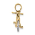 thumbnail image 2 of 14k Two Tone Gold Polished Finish Bicycle with Moveable Tires Charm Pendant, 2 of 2