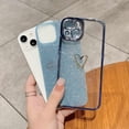 thumbnail image 3 of Compatible with iPhone 13 Glitter Plating Love Heart Case, Cute Luxury Electroplated Bling Sparkly Shiny Case for Women Girls Soft TPU Shockproof Camera Protective Back Cover - Light Blue, 3 of 11