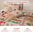 thumbnail image 2 of Smuge Christmas Quilt Sets King Size Reindeer Bedding Sets Elf Snowflake Wreath Bedspread Lightweight Coverlet with 2 Pillow Shams, Red Khaki, 2 of 7