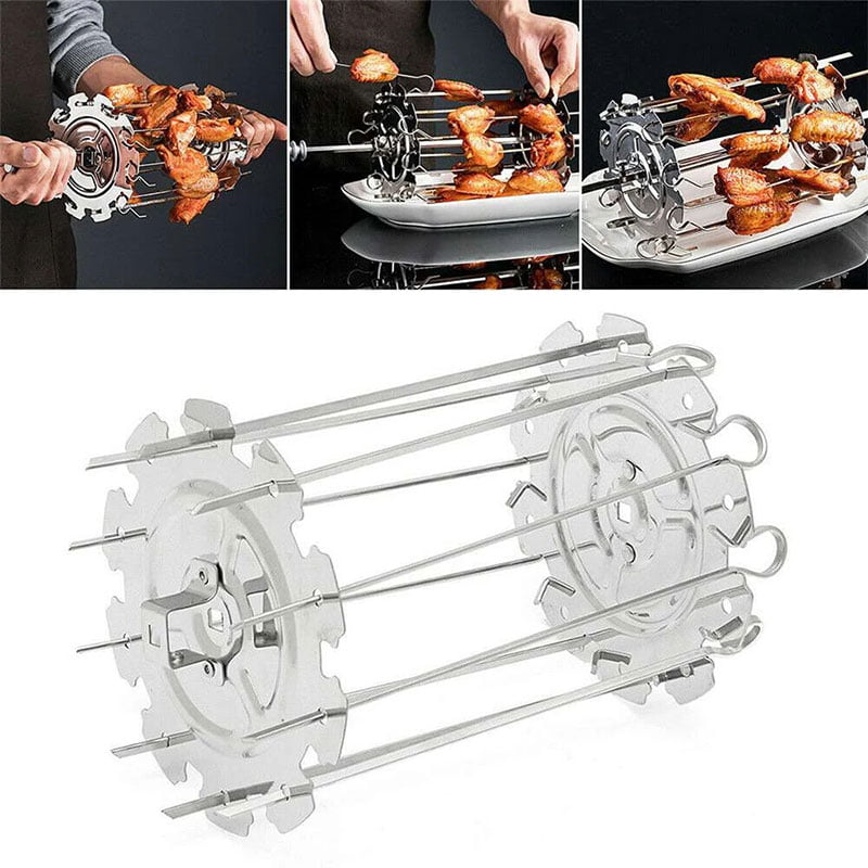 BBQ Kebab Cage Rotisserie Skewer Stainless Steel Grill For Roaster Oven Tools 