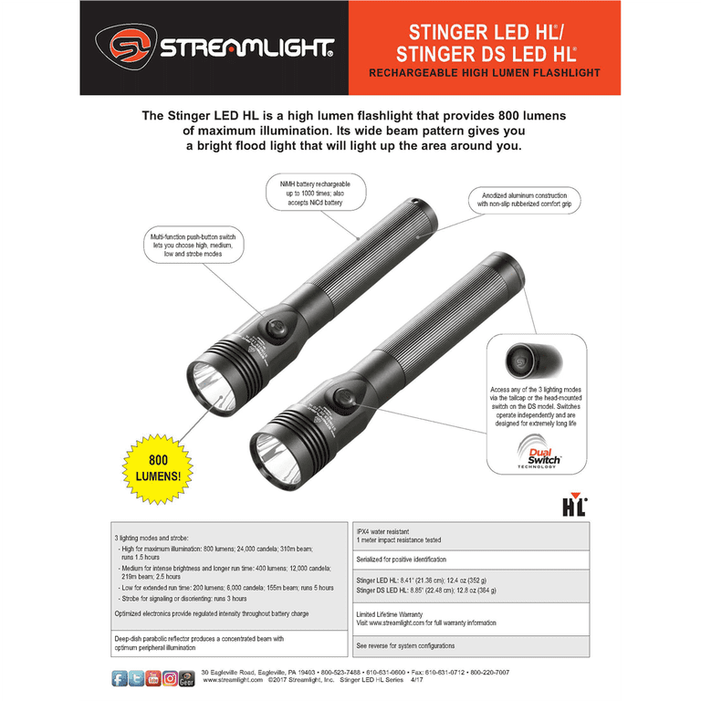 streamlight 800 lumen flashlight Streamlight 12 Pack Stinger LED Hl Mix