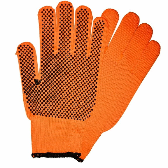 1 Pair Unisex One Size Hi-Vis Dot Knit Grip Garden Gloves, Orange
