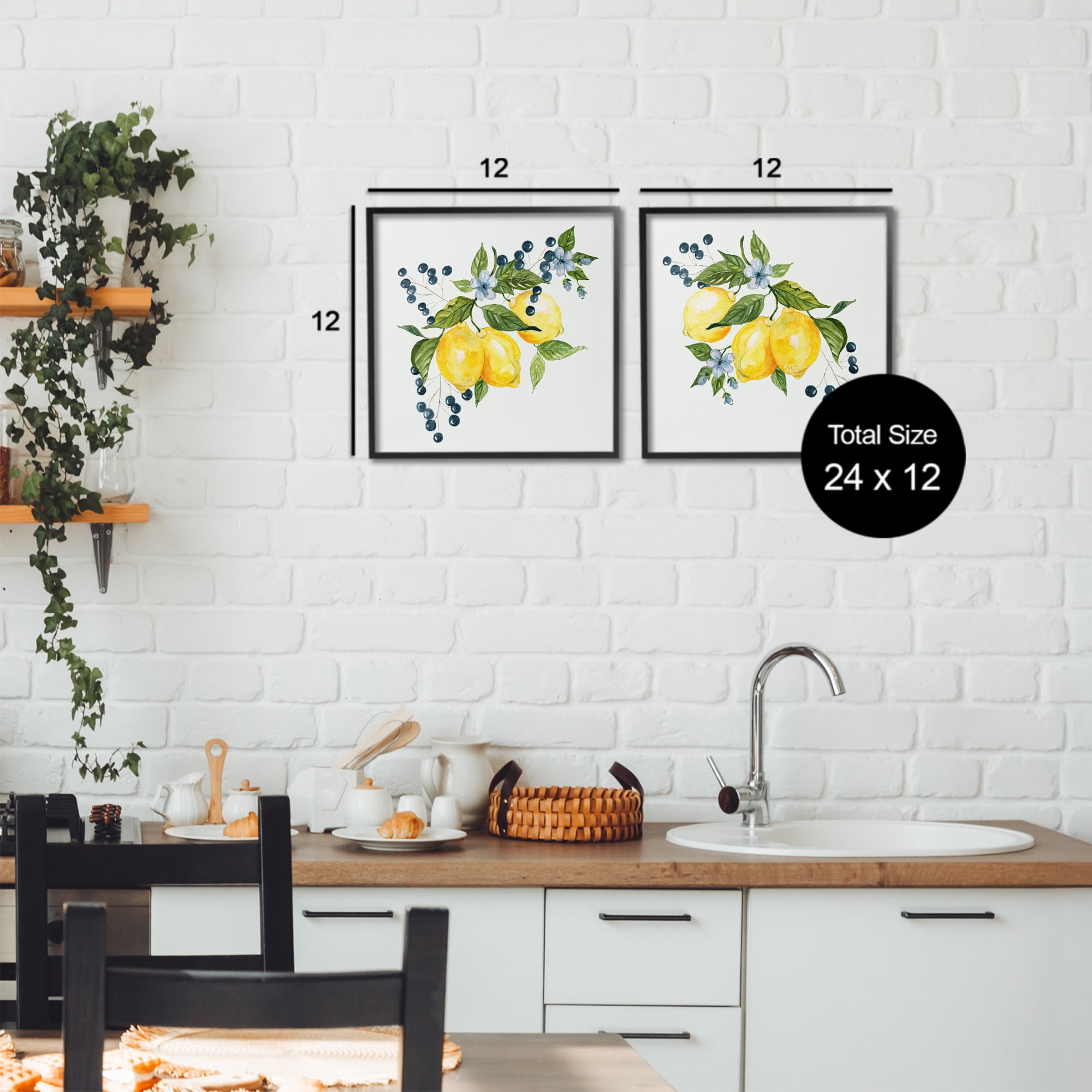 Stupell Industries Citrus & Berries Cluster 2 Piece Black Framed Giclee Art Set, design by Livi Finn