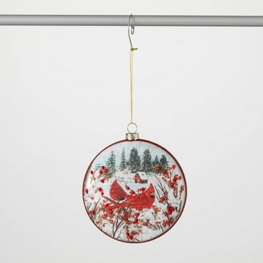 5.25"H Sullivans Cardinal Disc Christmas Ornament, Multicolor