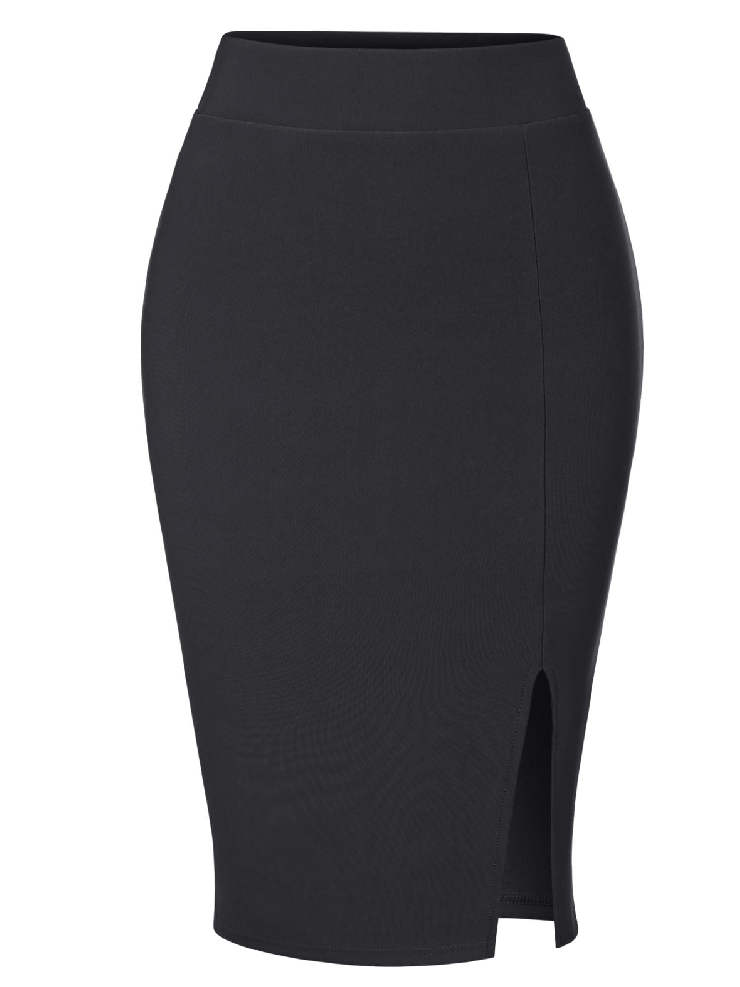 Casual Solid  High Waist Stretchy  Back Split Midi Pencil Skirt $10Each