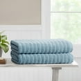 thumbnail image 2 of Mainstays Performance Cotton 2-Piece Bath Sheet Set, Oversized Super Soft Quick Dry Fade Resistant, Textured Blue, 2 of 6