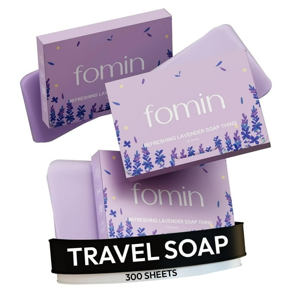 FOMIN - Antibacterial Paper Soap Sheets for Hand Washing - (300 Sheets) Lavender Portable Travel Soap Sheets, Dissolvable Camping Mini Soap, Portable Soap Sheets