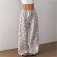 thumbnail image 6 of Women's Fuzzy Plush Pajama Pants Drawstring Elastic Waist Wide Leg Teddy Bottoms Pants, 6 of 9