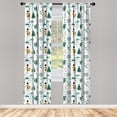 thumbnail image 4 of Ambesonne Cartoon Window Curtains, Funny Fox in the Forest, Each 28" W x 63" L, Teal Apricot and White, 4 of 4