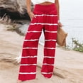 thumbnail image 2 of Swuxness Women Casual Straight Leg Pants, Womens Fall Long Pants, Women's Loose Fitted High Waist Pants with Non Positioning Print Elastic Waist and Pockets Red, XL, 2 of 5