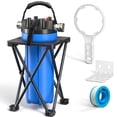 thumbnail image 1 of 4-Layer RV Water Filter with Stand and 7,000 Gallons Capacity, 3/4" GHT Metal Threads Inline Water Filter, Removes Sediments, Chlorine, VOCs, Heavy Metals, Bad Taste, Odor, and More, 1 of 7