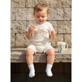 thumbnail image 5 of BemeyourBBs Newborn Baby Boy Little Brother Outfit Waffle Knit Romper Letter Embroidered Short Sleeve Crew Neck Jumpsuit Casual Infant Summer Spring Clothes, 5 of 9