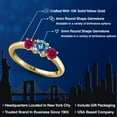 thumbnail image 2 of Gem Stone King 10K Yellow Gold Persian Blue Moissanite and Red Created Ruby Engagement Ring for Women | 1.00 Cttw | Round 5MM | Gemstone Birthstone | Size 5, 2 of 6