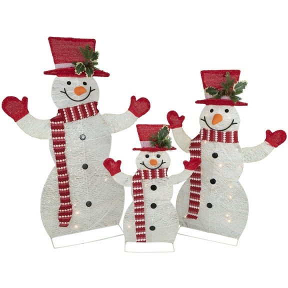 Northlight Set of 3 LED Lighted Family of Snowmen Outdoor Christmas Decoration