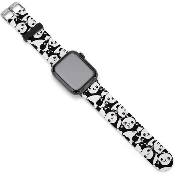 Cute Panda Compatible with Apple Watch Band 38mm 40mm 42mm 44mm Women Men, Soft Silicone Sport IWatch Bands Replacement Strap Compatible for IWatch Series 7 6 5 4 3 2 1 SE