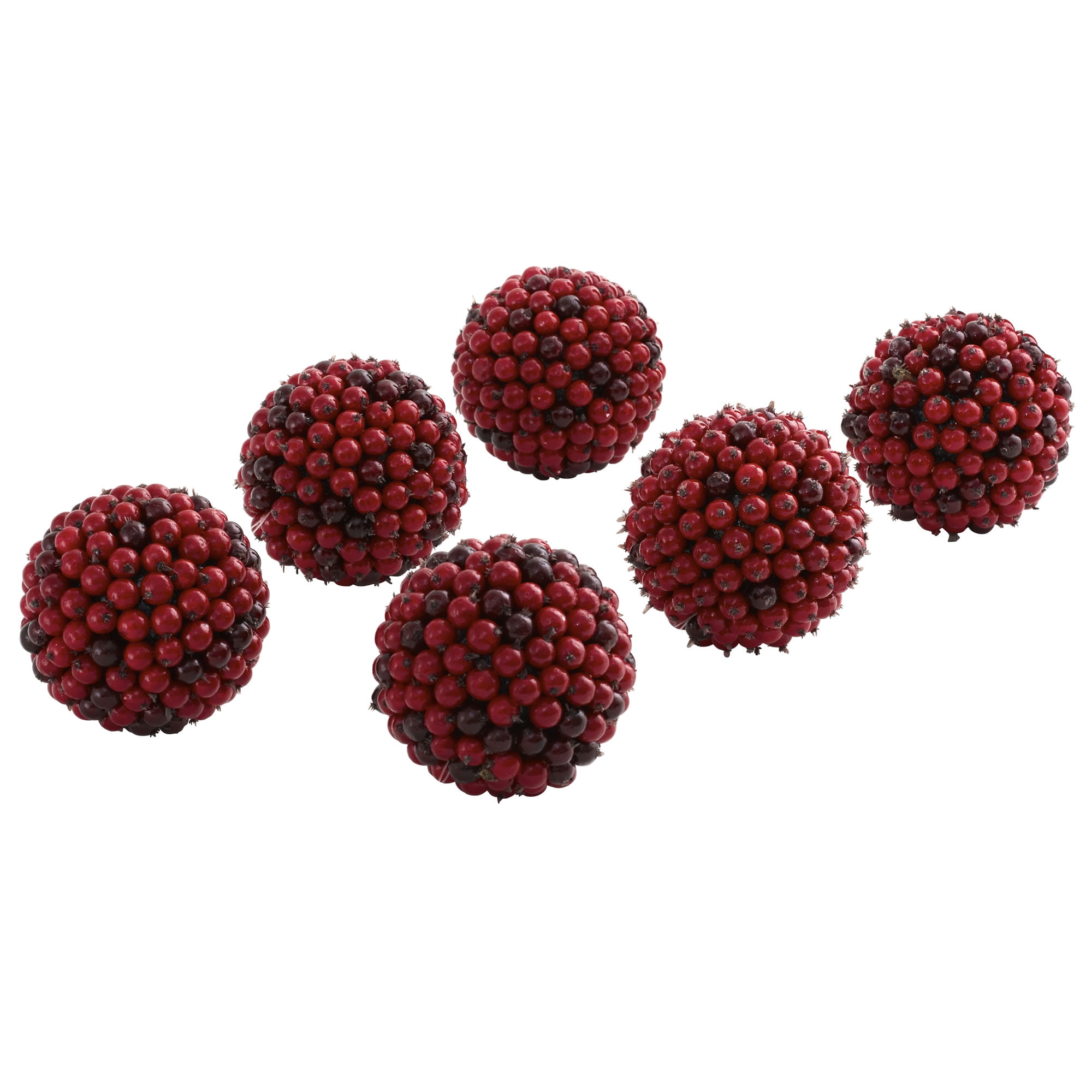 Nearly Natural 5" Red Berry Ball Christmas Ornament, Set of 6
