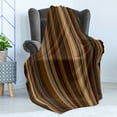thumbnail image 4 of Abstract Soft Flannel Fleece Throw Blanket, Retro Vertical Striped Background in Different Shades of Earthen Tones Image, Cozy Plush for Indoor and Outdoor Use, 50" x 70", Tan and Brown, by Ambesonne, 4 of 5