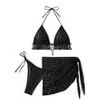 thumbnail image 5 of Mceream Women Solid Backless Bikini Bandage Two-Pieces Swimwear Swimsuit Beachwear Set Black M, 5 of 8