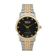 American Exchange Men's Watch Genuine Diamond Collection Quartz Black Dial Two-Tone Bracelet