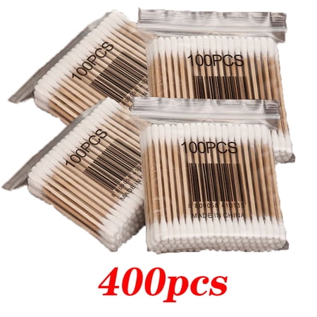 Dicasser Cotton Swabs 100 Count Double Round Thick | Biodegradable & Organic Strong Wooden Sticks Cotton Swabs For Ears | Firm cotton swabs | Natural Cotton Buds