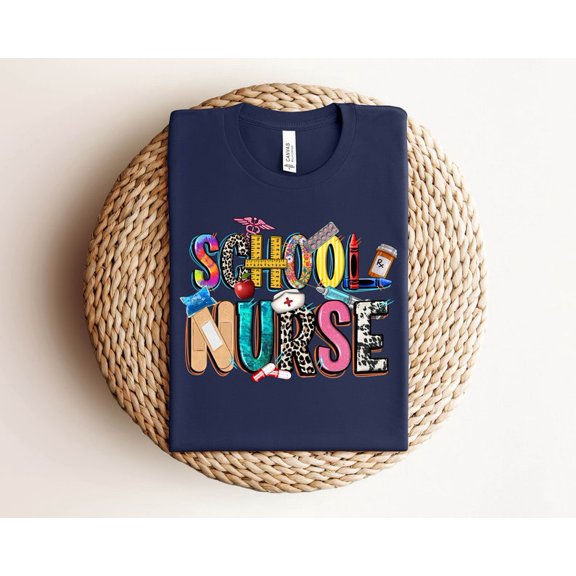 School Nurse Shirt Nurse TShirt School Shirts For Nurse Cute School Nurse Shirt Unisex Graphic Tees Women Trendy School Nurse V Neck Shirt