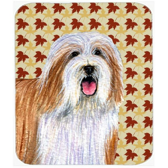 Bearded Collie Fall Leaves Portrait Mouse Pad, Hot Pad or Trivet