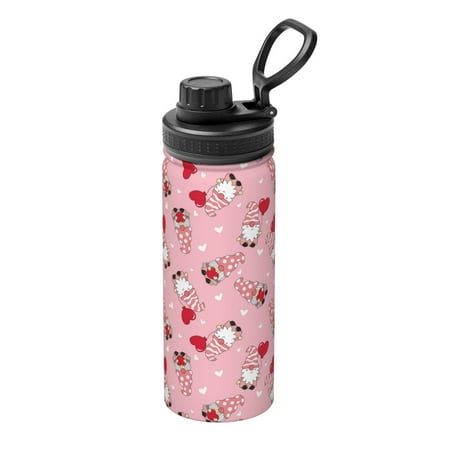 

Goofa Gnome With Heart Print 18oz Sports Insulated Kettle With Straw Water Bottle Sports Water Bottle For Running Hiking Cycling Climbing Mans Womans