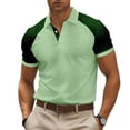 thumbnail image 2 of qelini Mens Shirts Big and Tall Collar Neck Short Sleeve Button Down Shirt Color Block Summer Beach Golf Shirts, 2 of 5