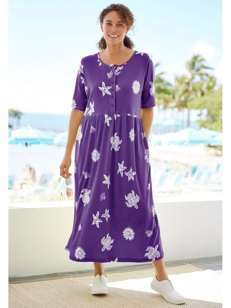 sachin and babi light blue dress Woman Within Plus Size Stamped Empire Waist Dress