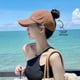 thumbnail image 3 of Sombrero de sol de verano para mujer, sombrero de sol de moda para viajeros, sombrero de sol con parte superior vacía, se pueden atar bolas, gorra con visera plegable, 3 of 6