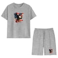 thumbnail image 6 of Boys Patriotic Eagle Flag Print 2 Piece Outfit Set, 4th of July Short Sleeve T-Shirt and Shorts Casual Summer Clothes for Kids, Gray,Size 13 T, 6 of 9