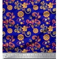 thumbnail image 3 of Soimoi Modal Satin Fabric Leaves & Floral Clip Art Printed Craft Fabric by the Yard 42 Inch Wide, 3 of 3