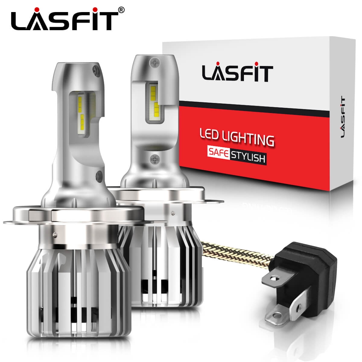 H4 LED Headlight Bulbs, Lasfit 9003 High Low Beam 360° Adjustable Beam ...