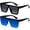 (2pack) Black + Mirrored Blue, variant on Square Oversized Sunglasses for Women Men Big Flat Top Fashion Shield Large UV Protection Rimless Shades