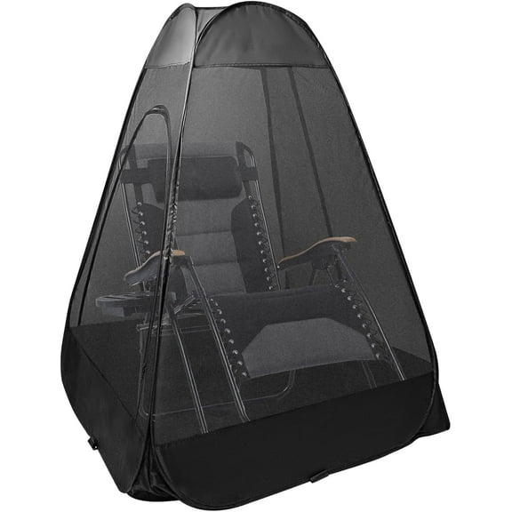 1-Person Camping Chair Pop up Tent, 47"x47"x59" See Through Single Mesh Tent Bugs Barrier Mosquito Net 2 Zipper Doors Outdoor Sports Pod Shelter with Bag for Fishing, Not Included Chair