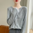thumbnail image 3 of Lixiuxyad Womens Cardigans Cardigan With Colorful Buttons And Faux Pockets Lightweight Knit For Early Fall Seasonal Fashion,Gray, 3 of 6