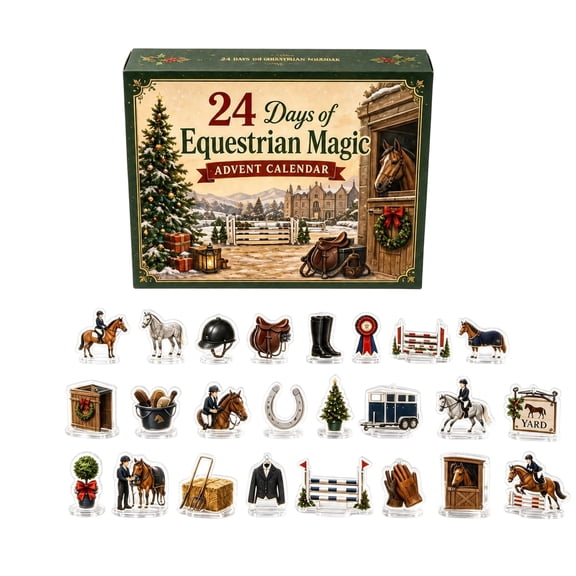 24 Days of Equestrian Magic Advent Calendar 24 Piece 2D Acrylic Hanging Ornaments Horse Riding Theme Blind Box Set