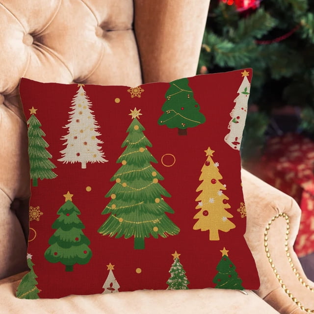Uuiauoio Christmas Pillowcase,Christmas Print Pillow Cover, Decorative Holiday Throw Pillowcase for Sofa and Home Decor, Festive Seasonal with Zipper Closure,Home Decoration Pillowcase