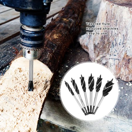 

Zerodis Woodworking Drill Bit 4 Slot Drill Bit 6PCs 4 Slot Drill Bit Woodworking Drilling Tools Hardware Accessory Cutting Set 12-32MM