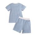 thumbnail image 4 of mgoYE Toddler Baby Boy Birthday Outfit Three Letter Embroidery Waffle T-shirt Top Jogger Shorts Summer Birthday Clothes(Light Blue,2-3 Years), 4 of 9