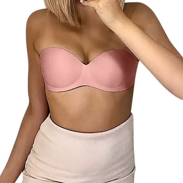 Sports Bra Women Push-Up Underwear Solid Hot Pink 34B